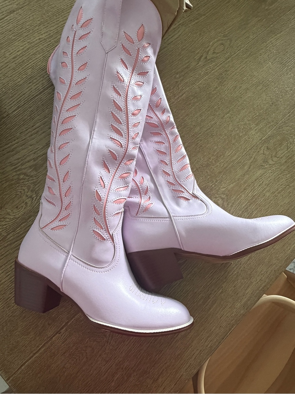Women's Pink Western Knee-High Boots